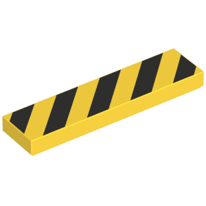 2431p52 - Tile 1 x 4 with Black and Yellow Danger Stripes (Black Corners) Pattern