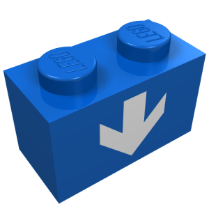 3004p20 - Brick 1 x 2 with White Down Arrow Pattern