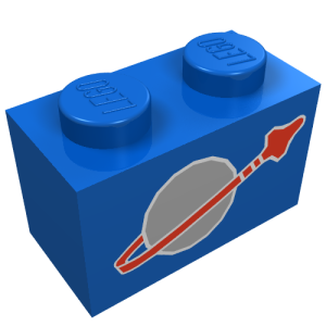 3004p90 - Brick 1 x 2 with Classic Space Logo Pattern