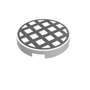 4150p01 - Tile, Round 2 x 2 with Black Grid Large Pattern
