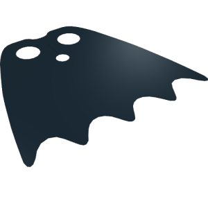 56630 - Minifigure Cape Cloth with Top Holes and Scalloped 5 Points Bottom (Batman), Long, Circle Neck Cut - Traditional Starched Fabric